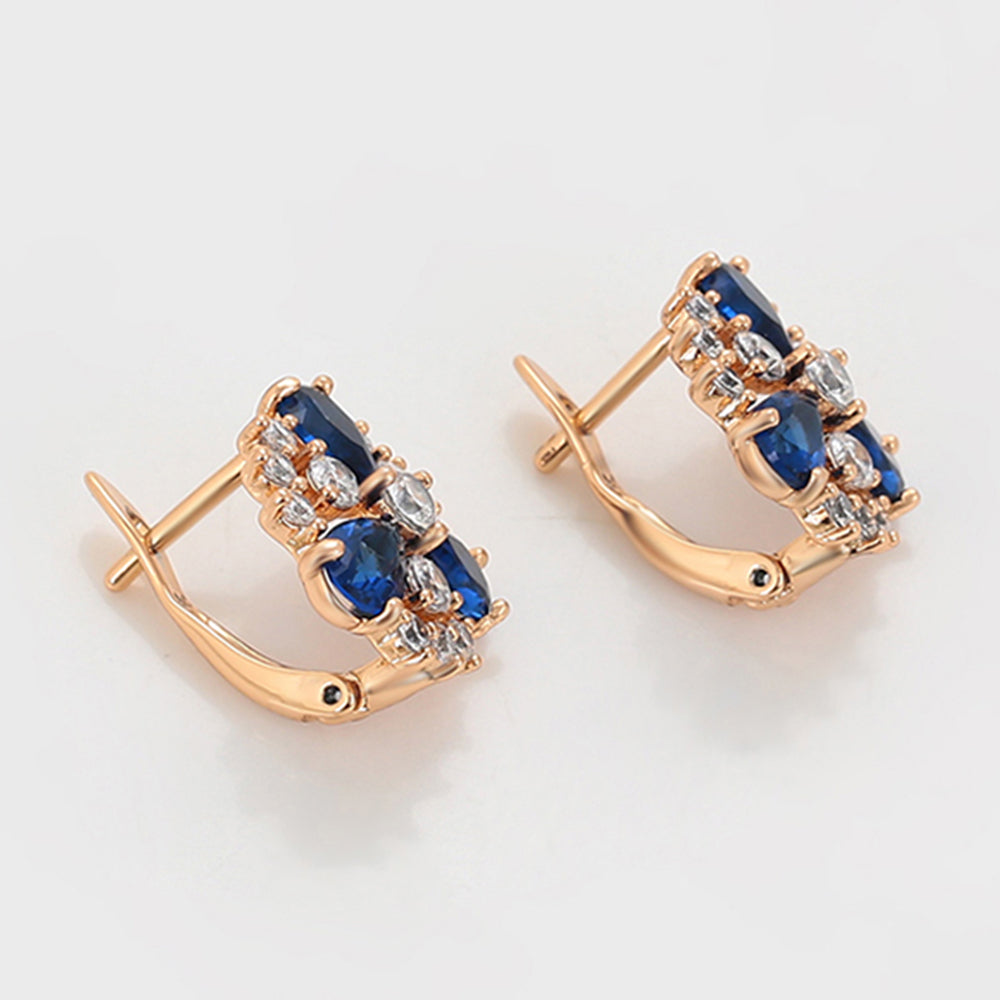 Cercei din Aliaj Placat cu Aur cu Cristal Albastru Emporia® și Cristal Alb Emporia®