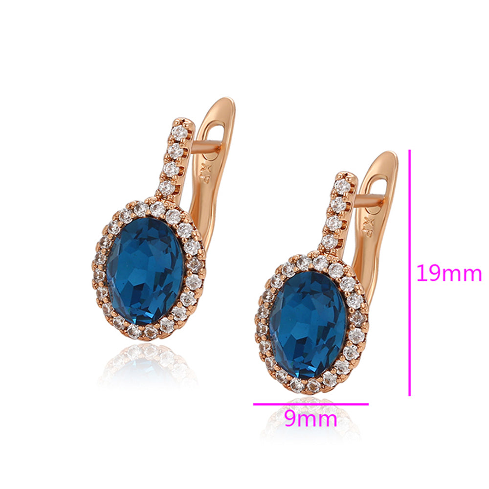 Cercei din Aliaj Placat cu Aur cu Cristal Albastru Emporia® și Cristal Alb Emporia® 2 