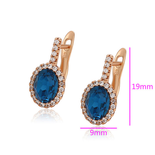 Cercei din Aliaj Placat cu Aur cu Cristal Albastru Emporia® și Cristal Alb Emporia®