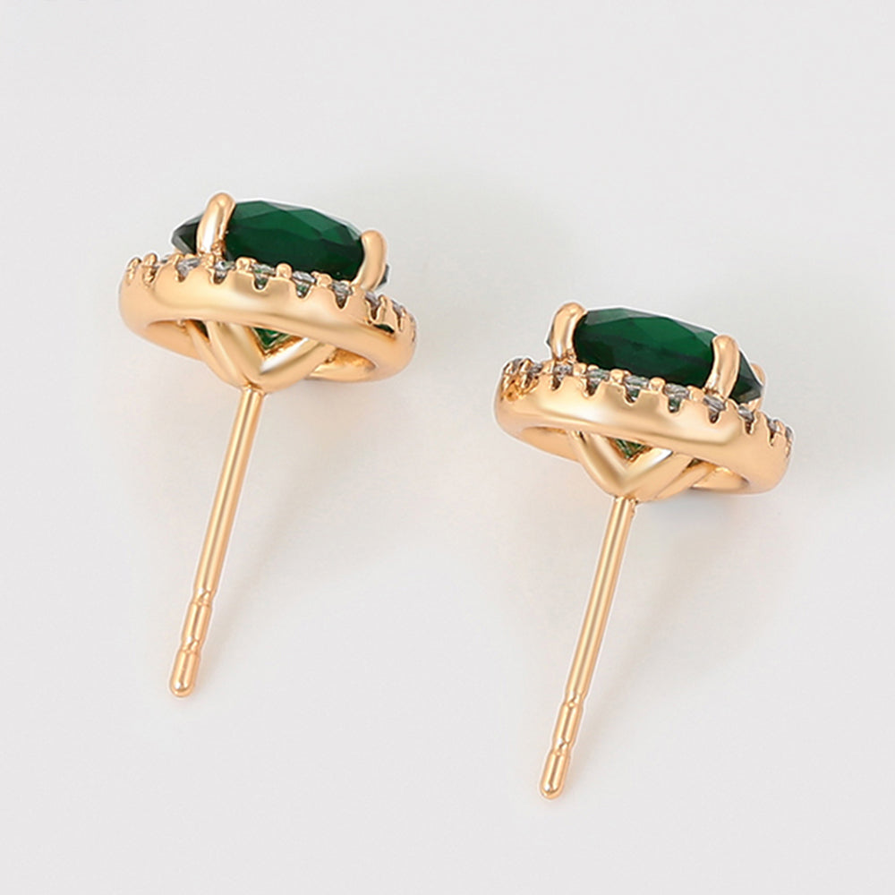 Cercei din Aliaj Placat cu Aur cu Cristal Verde Emporia® și Cristal Alb Emporia®