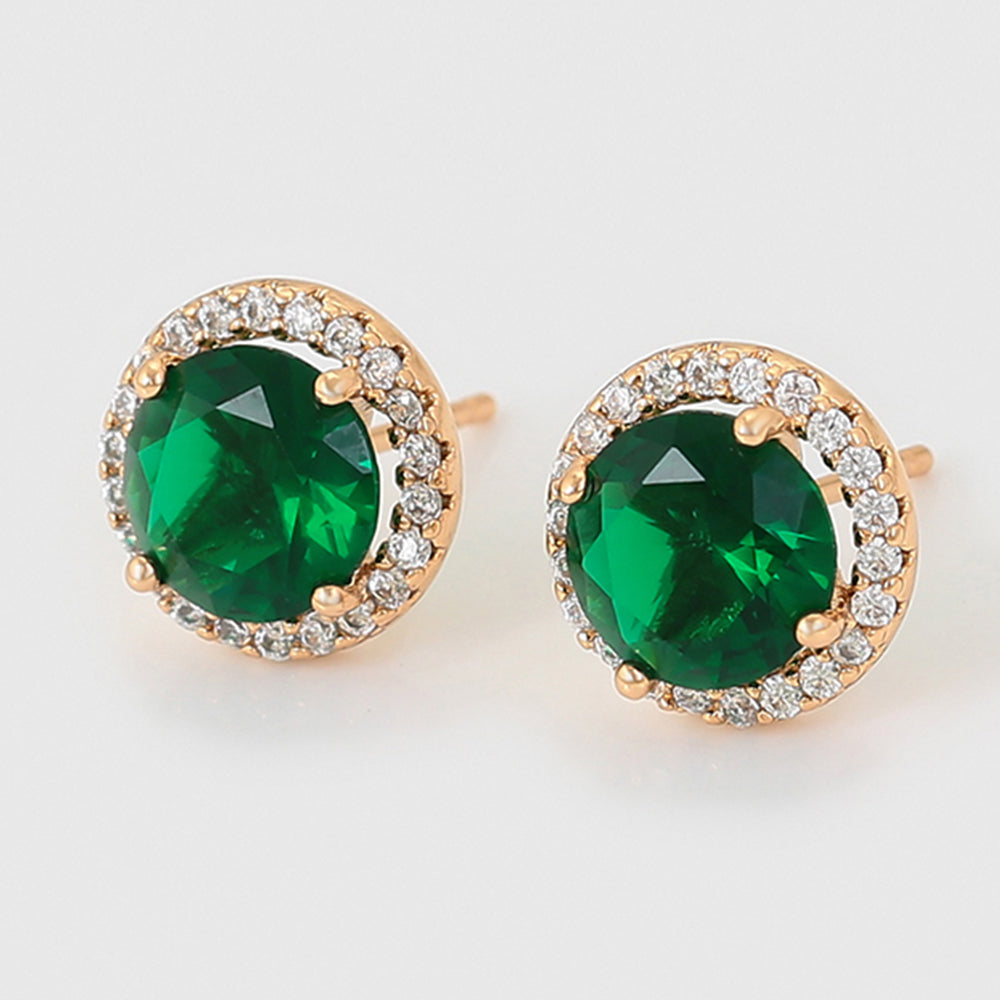 Cercei din Aliaj Placat cu Aur cu Cristal Verde Emporia® și Cristal Alb Emporia® 4 