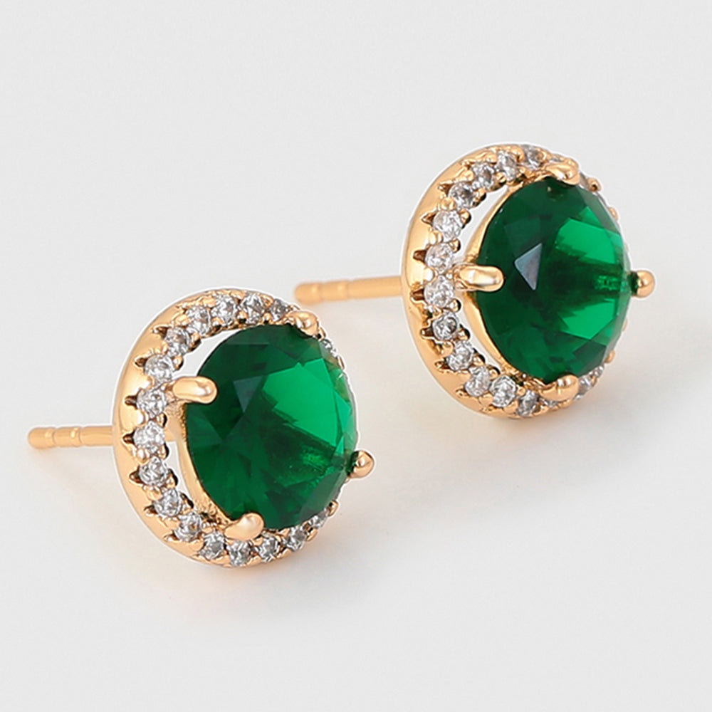 Cercei din Aliaj Placat cu Aur cu Cristal Verde Emporia® și Cristal Alb Emporia® 5 