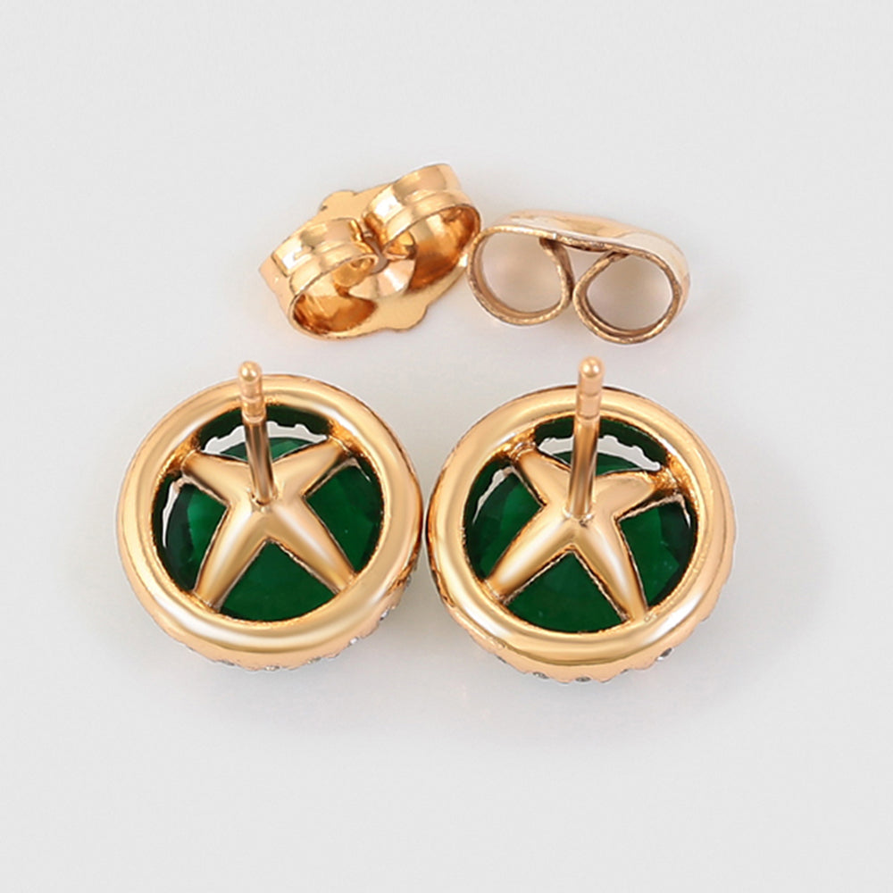 Cercei din Aliaj Placat cu Aur cu Cristal Verde Emporia® și Cristal Alb Emporia®
