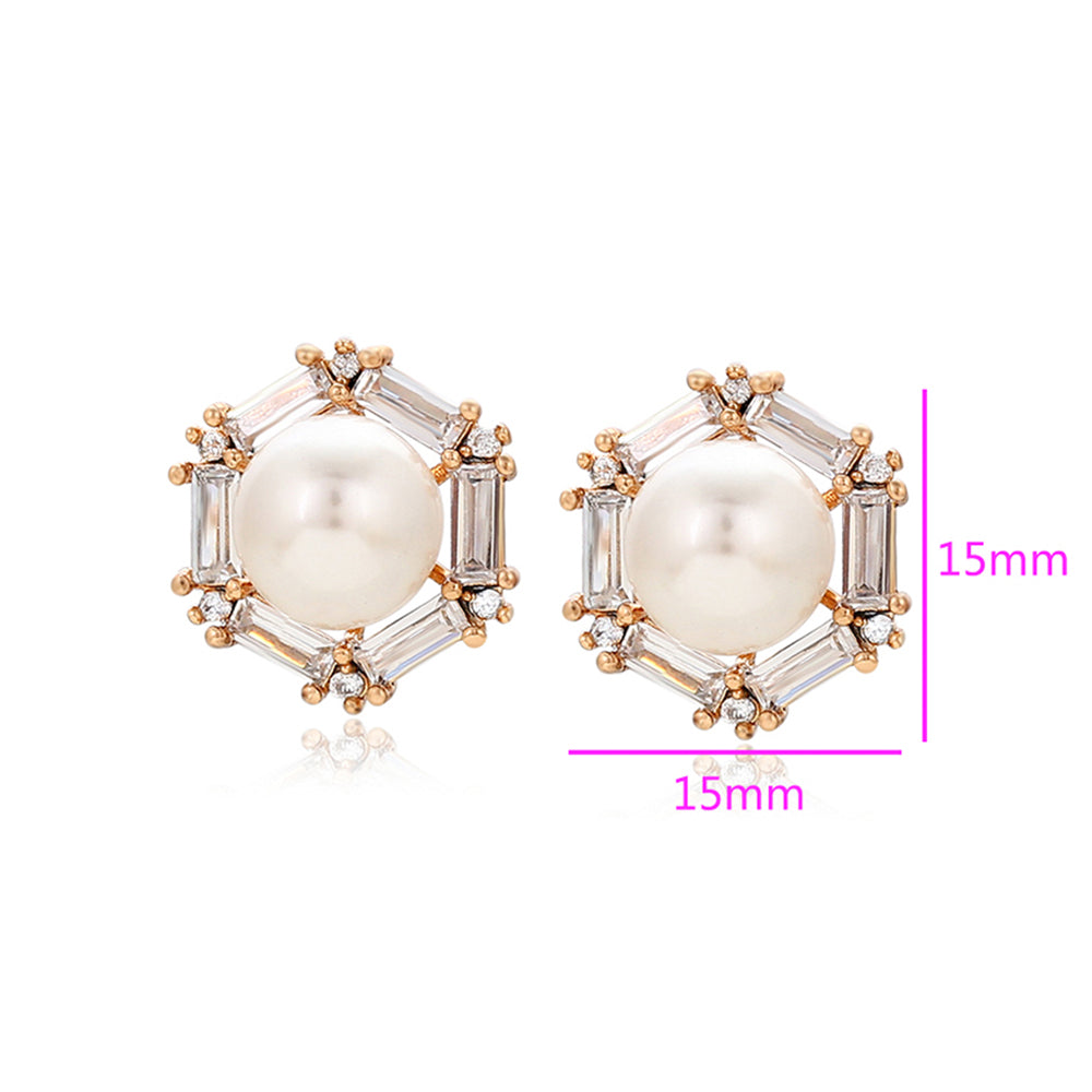 Cercei din Aliaj Placat cu Aur cu Perlă de cristal și Cristal Alb Emporia® 2 
