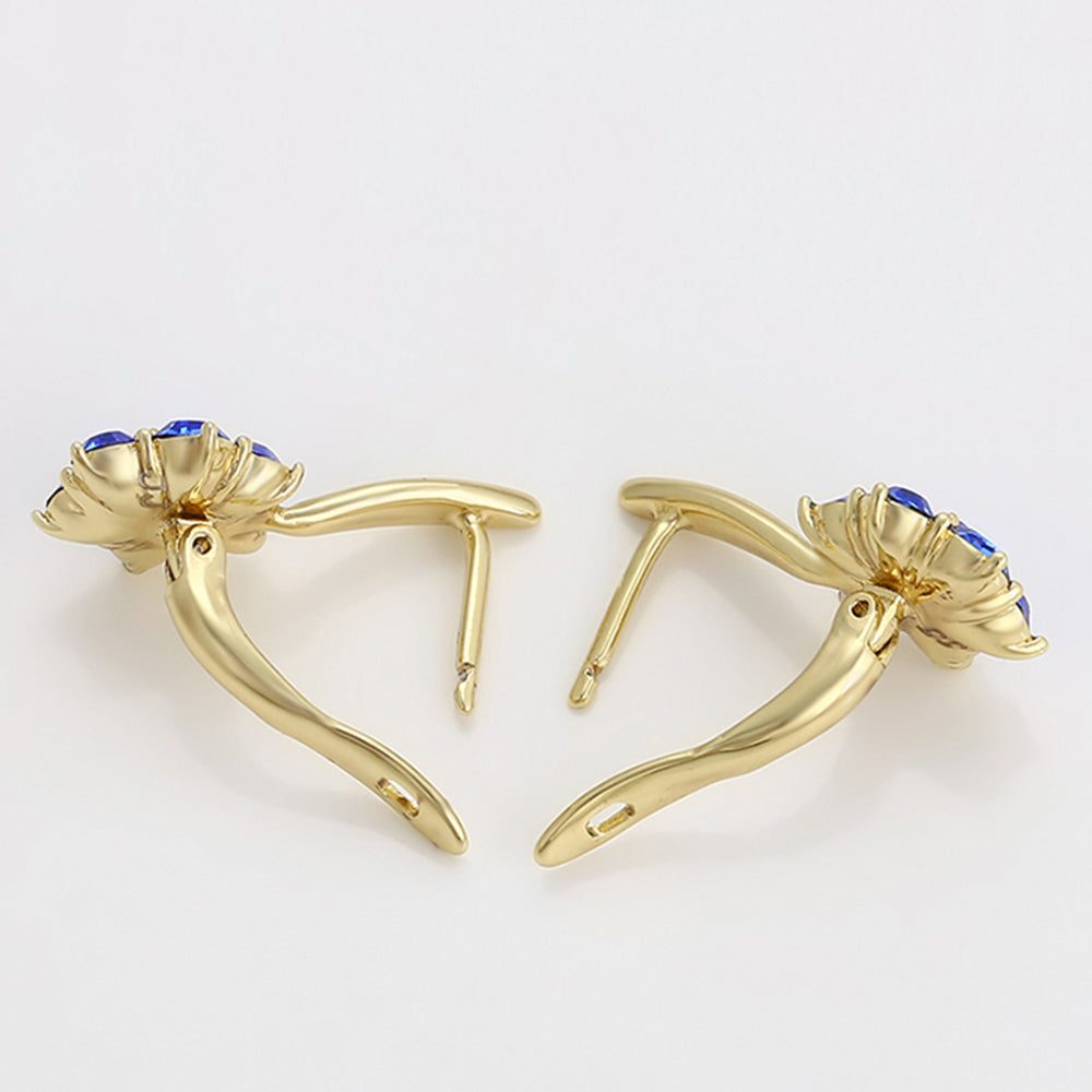 Cercei din Aliaj Placat cu Aur cu Cristal Albastru Emporia®