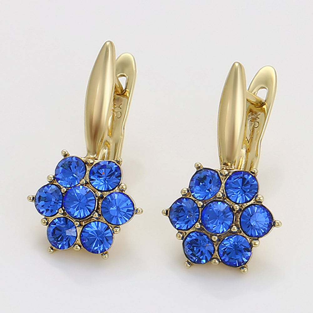 Cercei din Aliaj Placat cu Aur cu Cristal Albastru Emporia® 6 