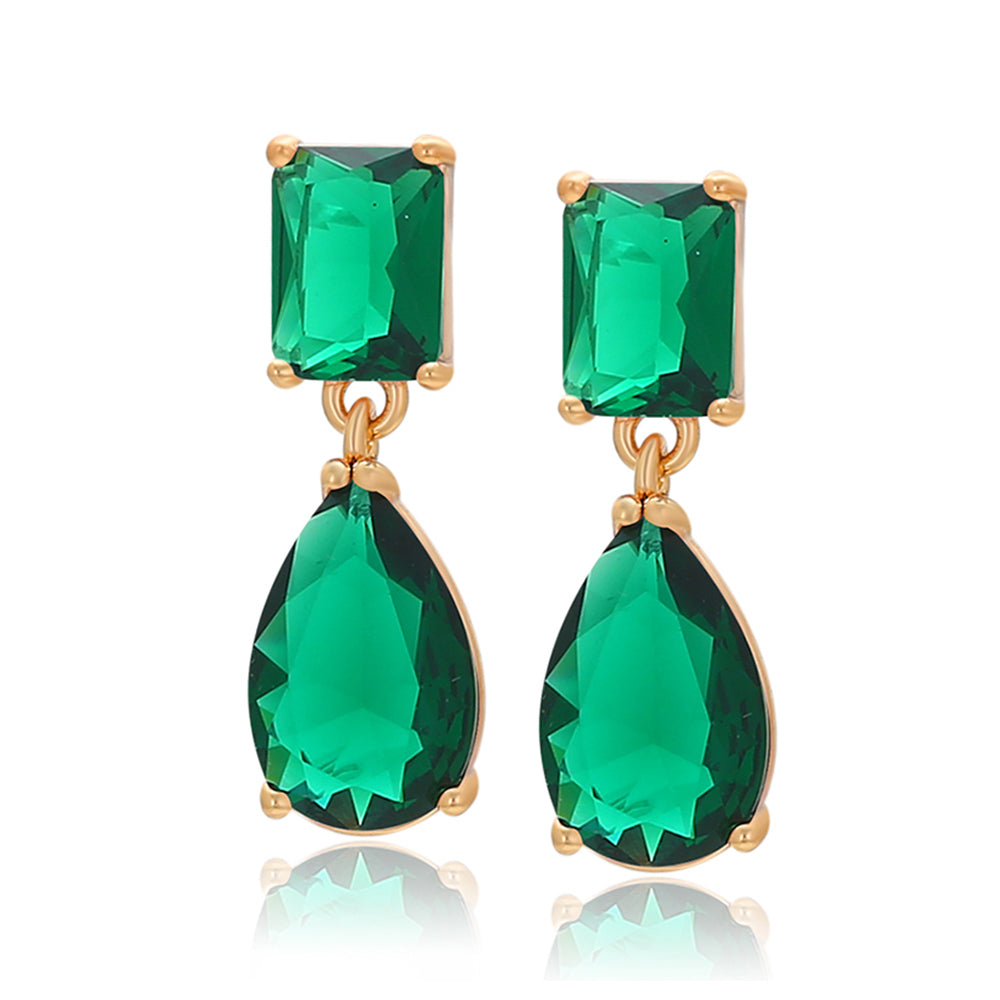 Cercei din Aliaj Placat cu Aur cu Cristal Verde Emporia®