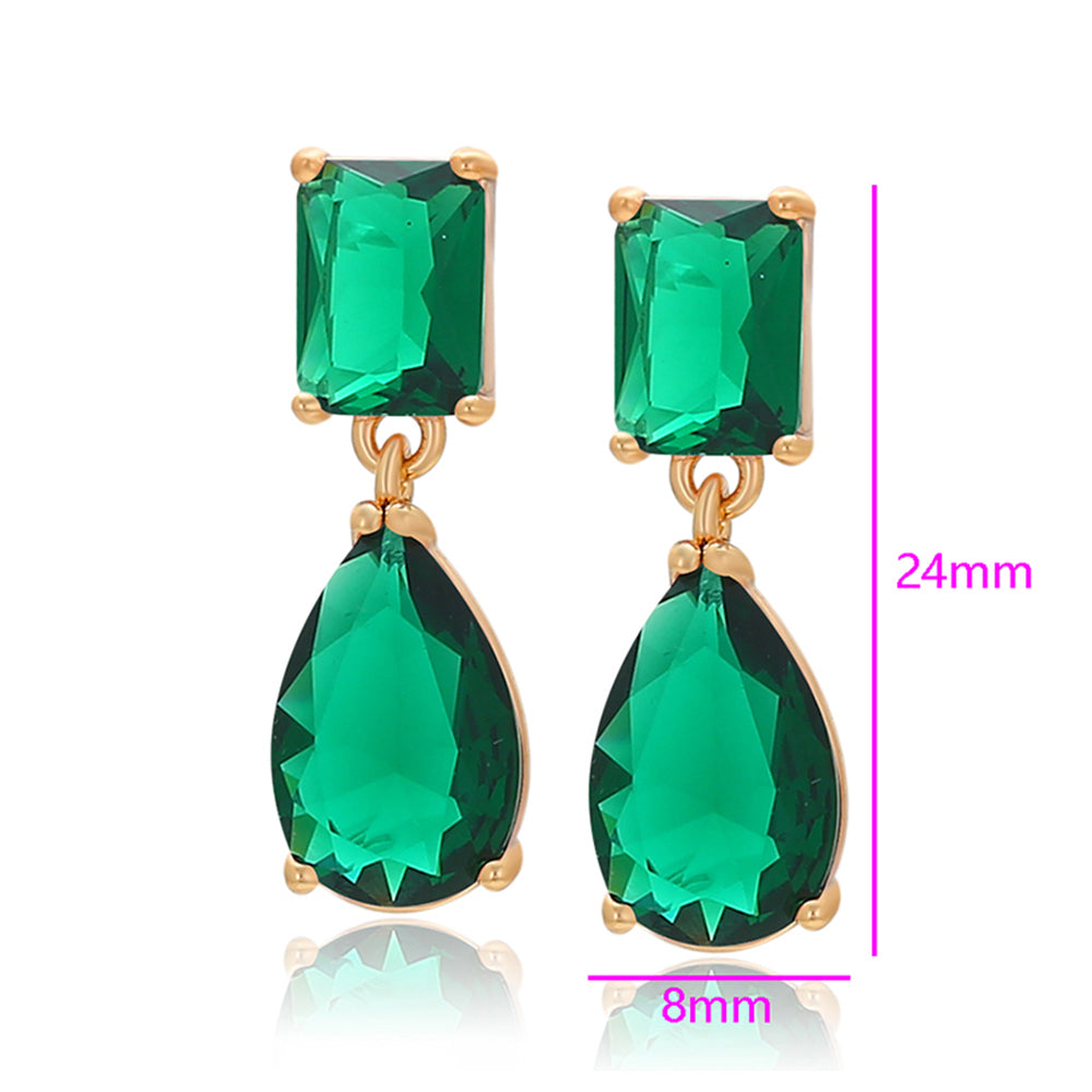 Cercei din Aliaj Placat cu Aur cu Cristal Verde Emporia® 2 