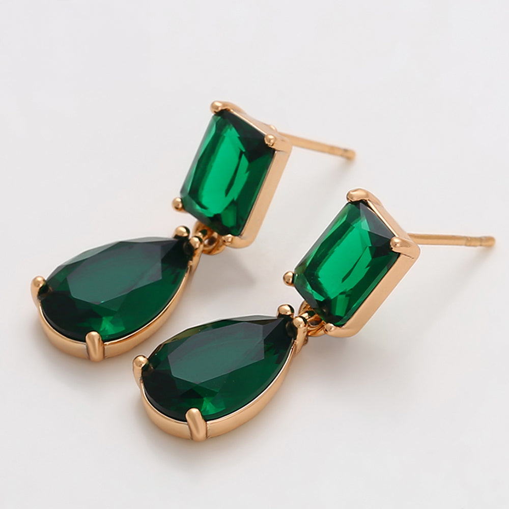 Cercei din Aliaj Placat cu Aur cu Cristal Verde Emporia® 3 