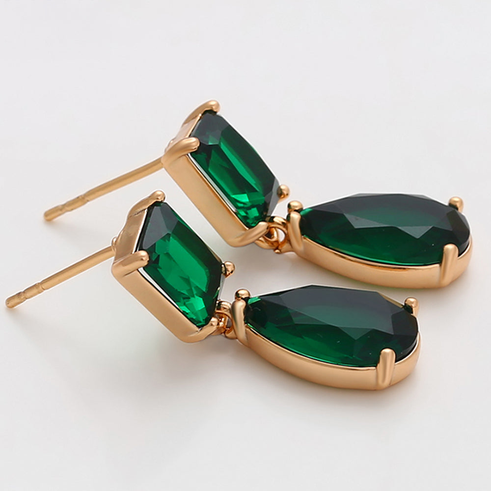 Cercei din Aliaj Placat cu Aur cu Cristal Verde Emporia®