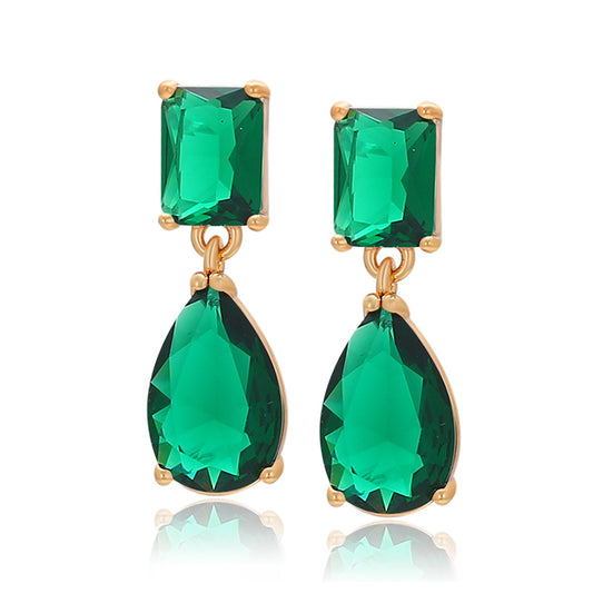 Cercei din Aliaj Placat cu Aur cu Cristal Verde Emporia®