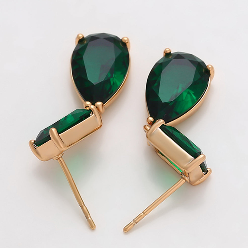 Cercei din Aliaj Placat cu Aur cu Cristal Verde Emporia® 5 