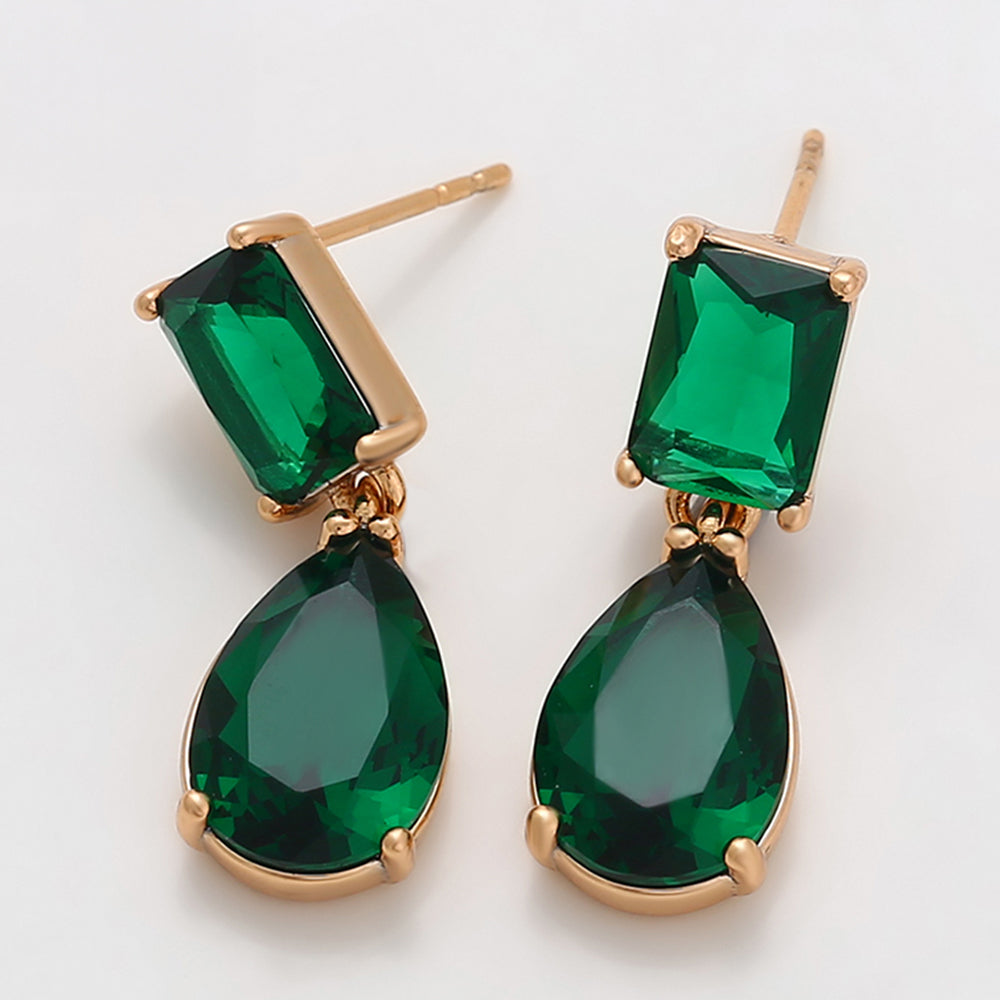 Cercei din Aliaj Placat cu Aur cu Cristal Verde Emporia® 6 