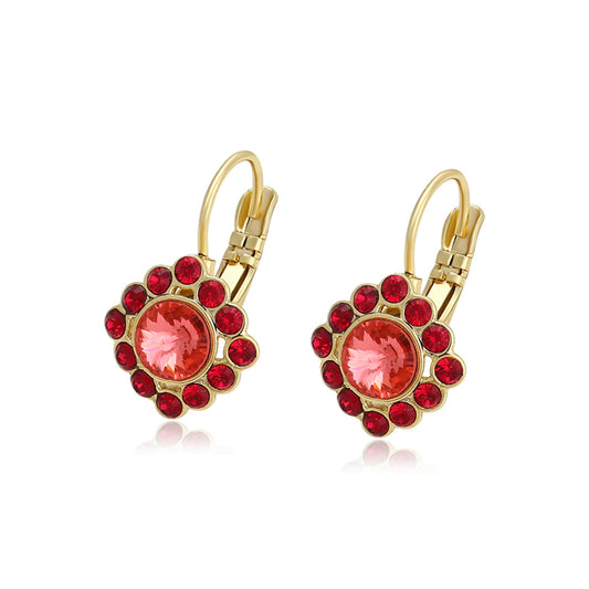 Cercei din Aliaj Placat cu Aur cu Cristal Roșu Emporia®
