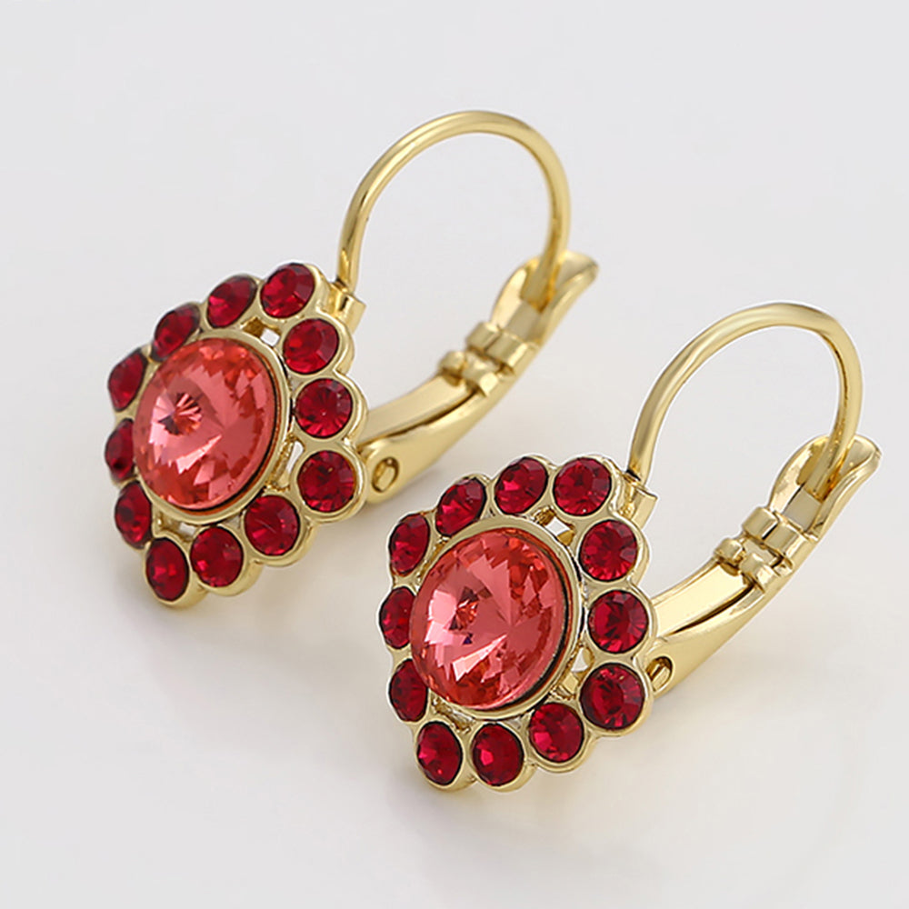 Cercei din Aliaj Placat cu Aur cu Cristal Roșu Emporia®