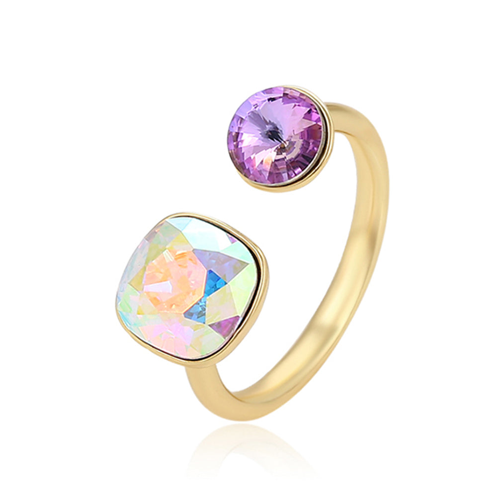 Inel din Aliaj Placat cu Aur cu Cristal Violet Emporia® și Cristal Alb Emporia®