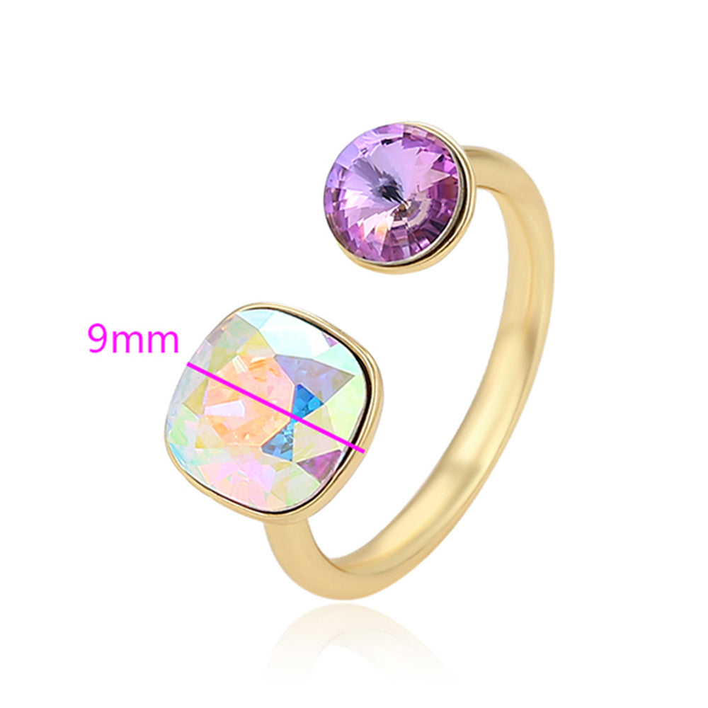 Inel din Aliaj Placat cu Aur cu Cristal Violet Emporia® și Cristal Alb Emporia® 2 