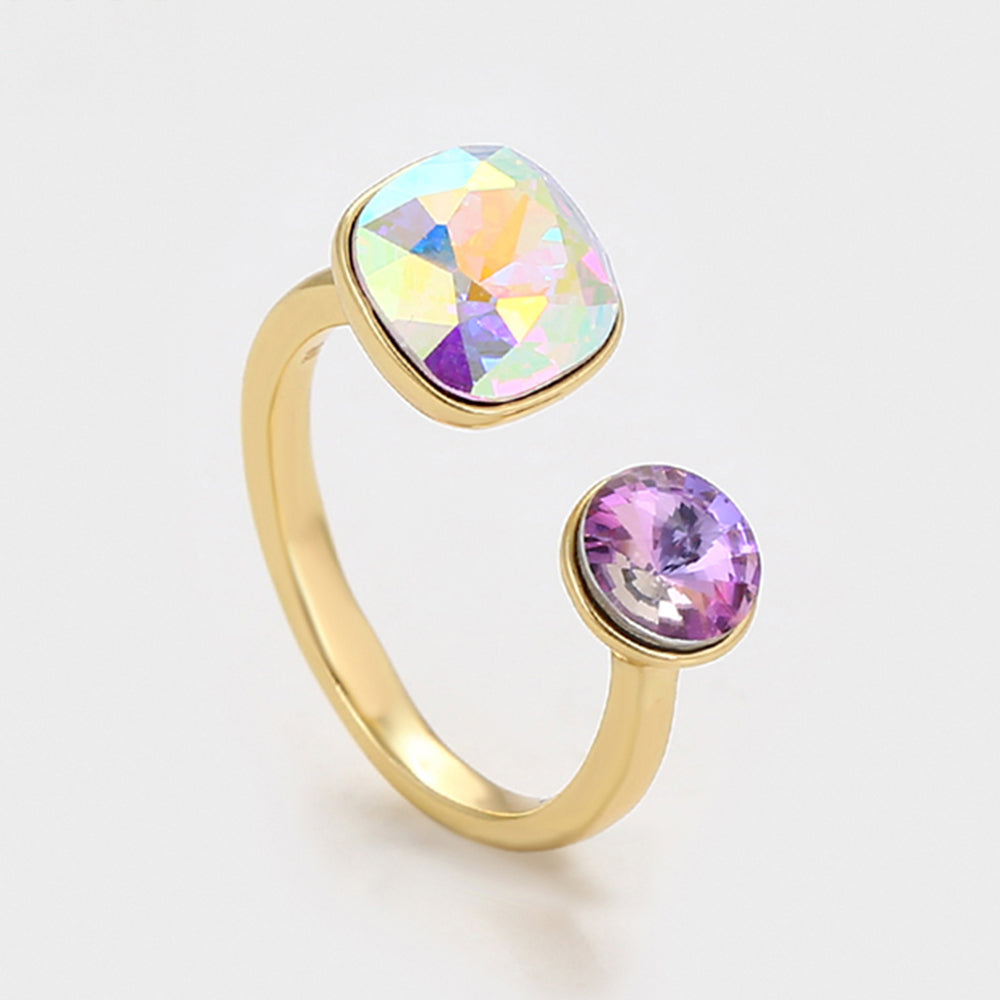 Inel din Aliaj Placat cu Aur cu Cristal Violet Emporia® și Cristal Alb Emporia®
