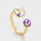 Inel din Aliaj Placat cu Aur cu Cristal Violet Emporia® și Cristal Alb Emporia®