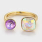 Inel din Aliaj Placat cu Aur cu Cristal Violet Emporia® și Cristal Alb Emporia®