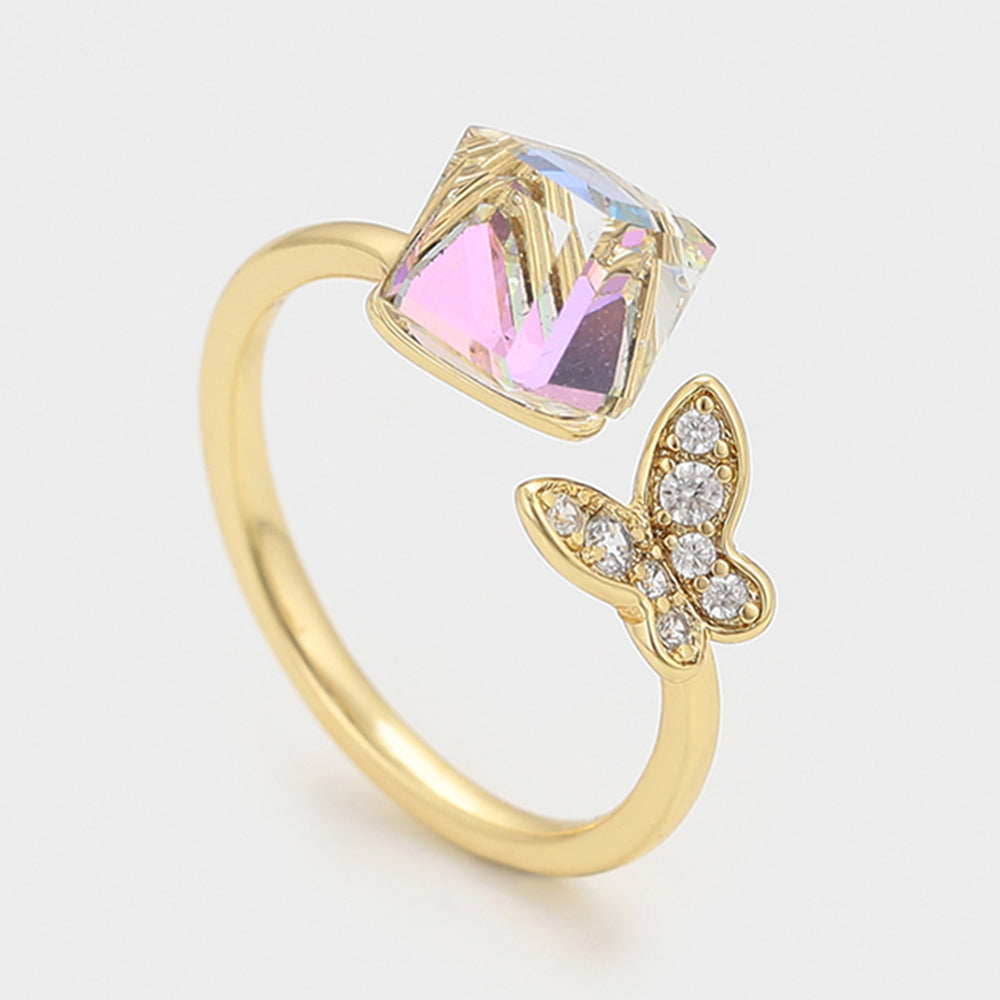 Inel din Aliaj Placat cu Aur cu Cristal Alb Emporia® 3 