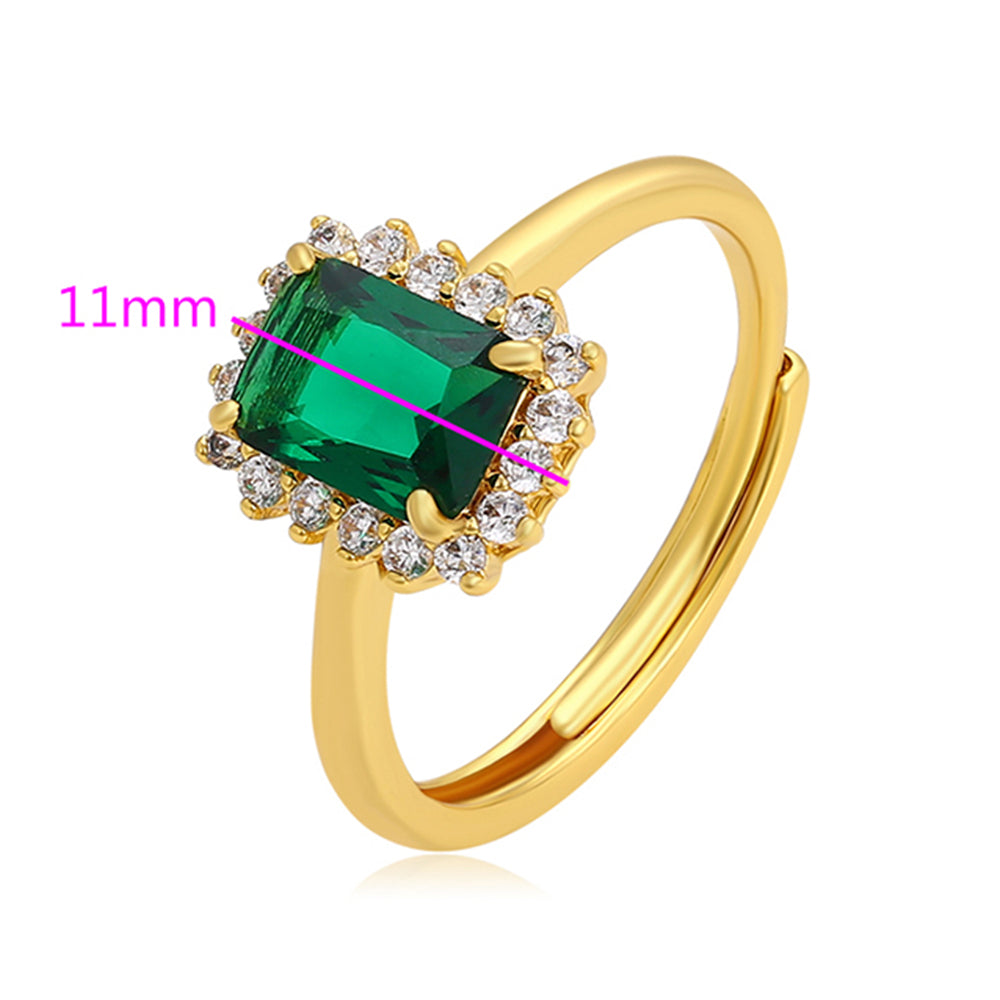 Inel din Aliaj Placat cu Aur cu Cristal Verde Emporia® și Cristal Alb Emporia® 2 