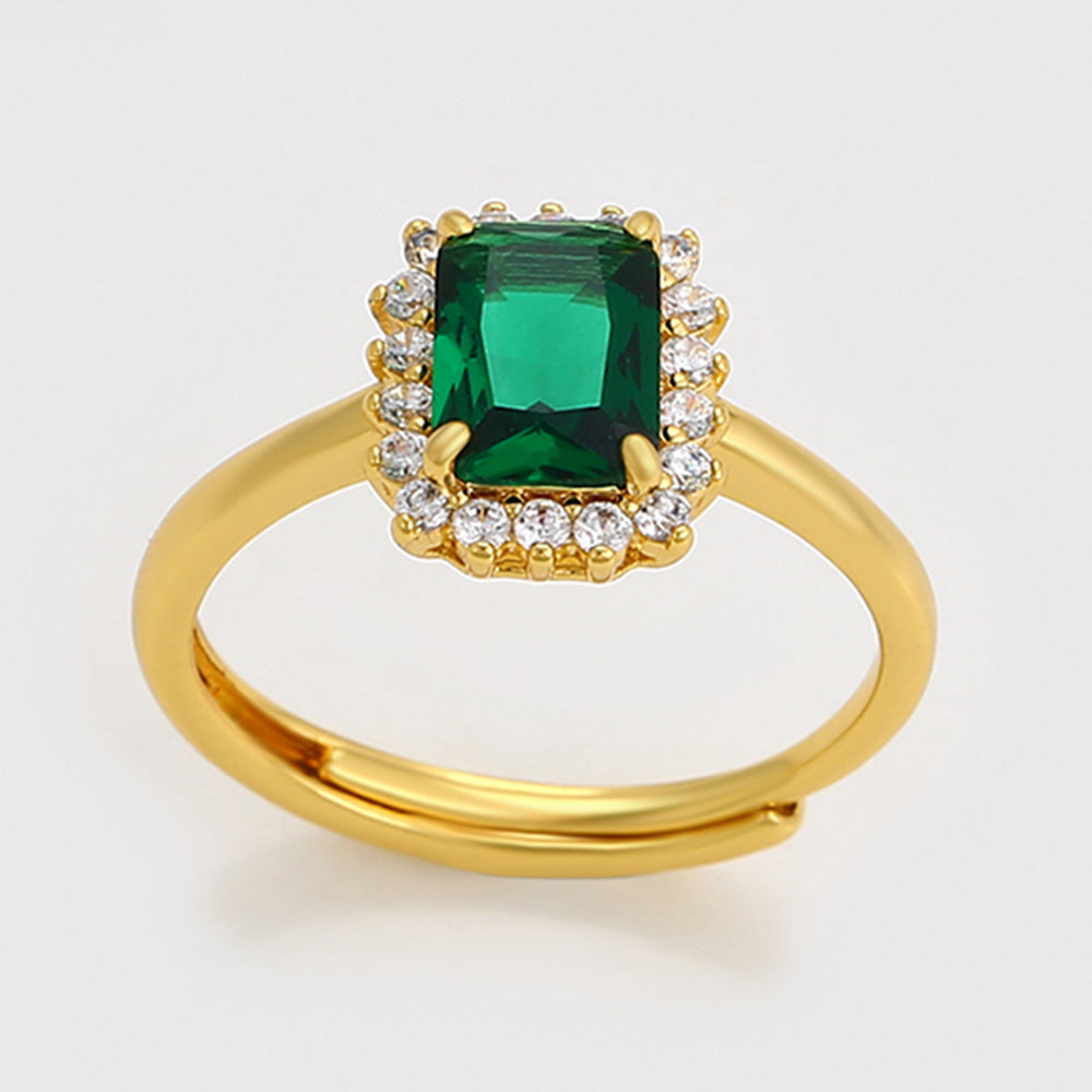 Inel din Aliaj Placat cu Aur cu Cristal Verde Emporia® și Cristal Alb Emporia® 4 