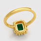 Inel din Aliaj Placat cu Aur cu Cristal Verde Emporia® și Cristal Alb Emporia®
