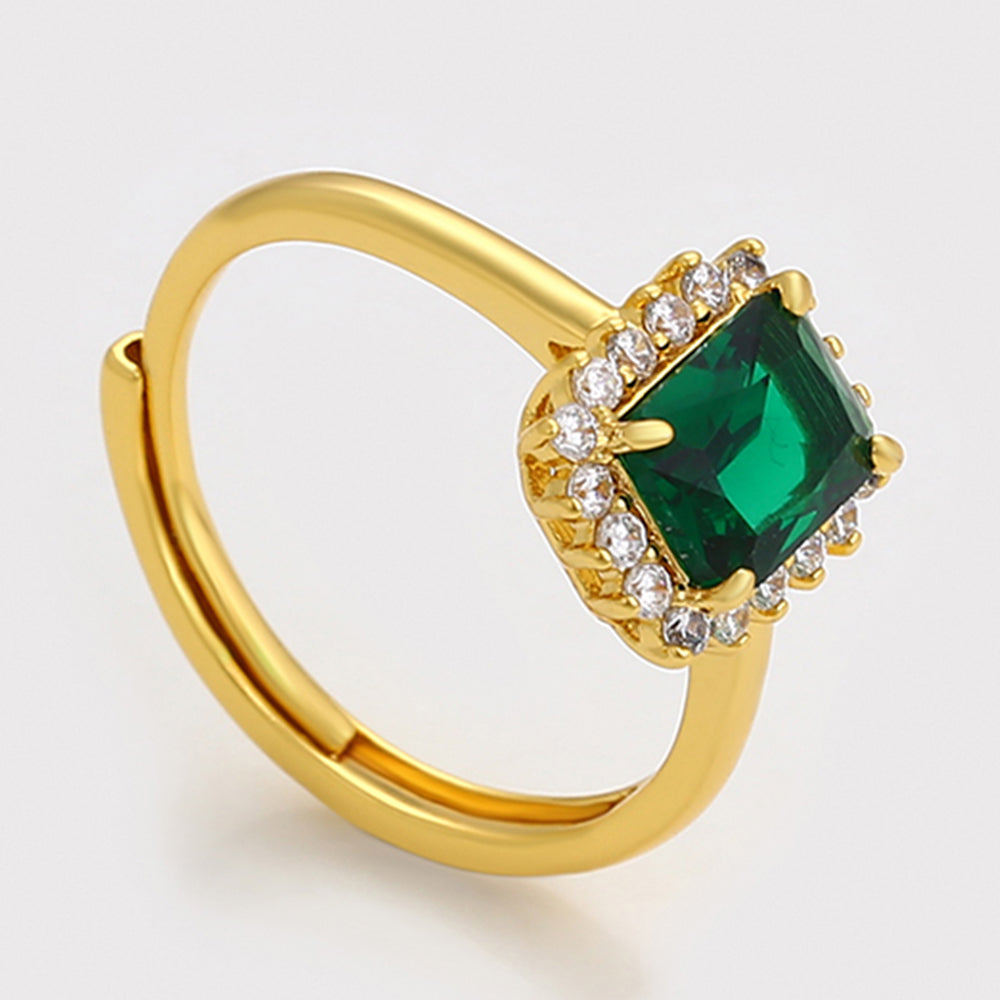 Inel din Aliaj Placat cu Aur cu Cristal Verde Emporia® și Cristal Alb Emporia® 7 