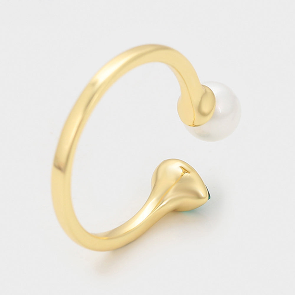 Inel din Aliaj Placat cu Aur cu Perlă de cristal și Cristal Verde Emporia®