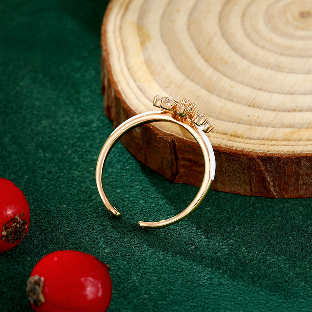 Inel din Aliaj Placat cu Aur cu Cristal Alb Emporia® și Email