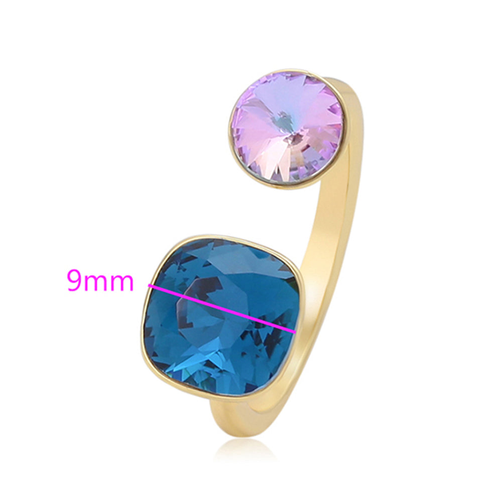 Inel din Aliaj Placat cu Aur cu Cristal Violet Emporia® și Cristal Albastru Emporia® 2 