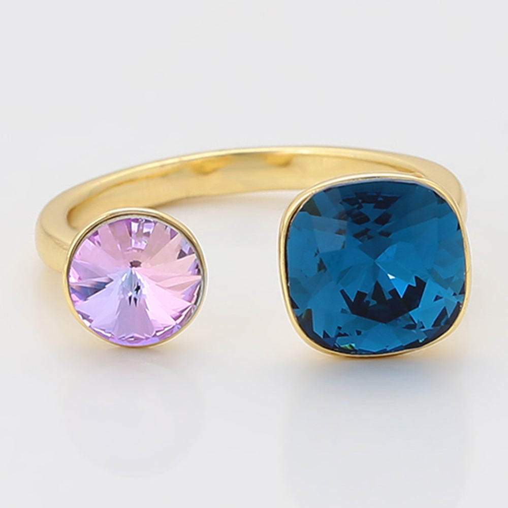 Inel din Aliaj Placat cu Aur cu Cristal Violet Emporia® și Cristal Albastru Emporia® 5 