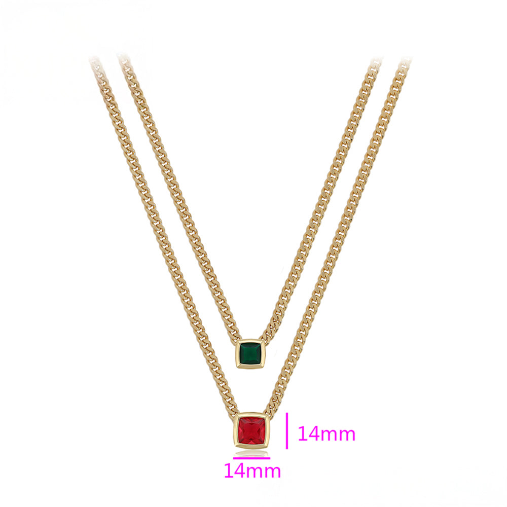 Colier din Aliaj Placat cu Aur cu Cristal Roșu Emporia® și Cristal Verde Emporia® 3 