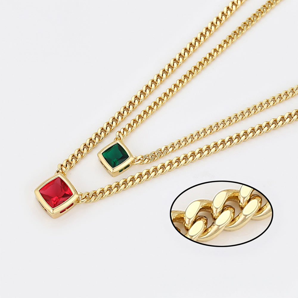 Colier din Aliaj Placat cu Aur cu Cristal Roșu Emporia® și Cristal Verde Emporia® 1 
