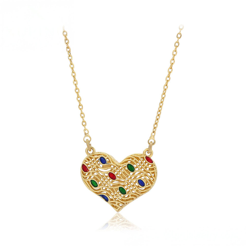 Colier din Aliaj Placat cu Aur cu Cristal Roșu Emporia® și Cristal Verde Emporia® 1 