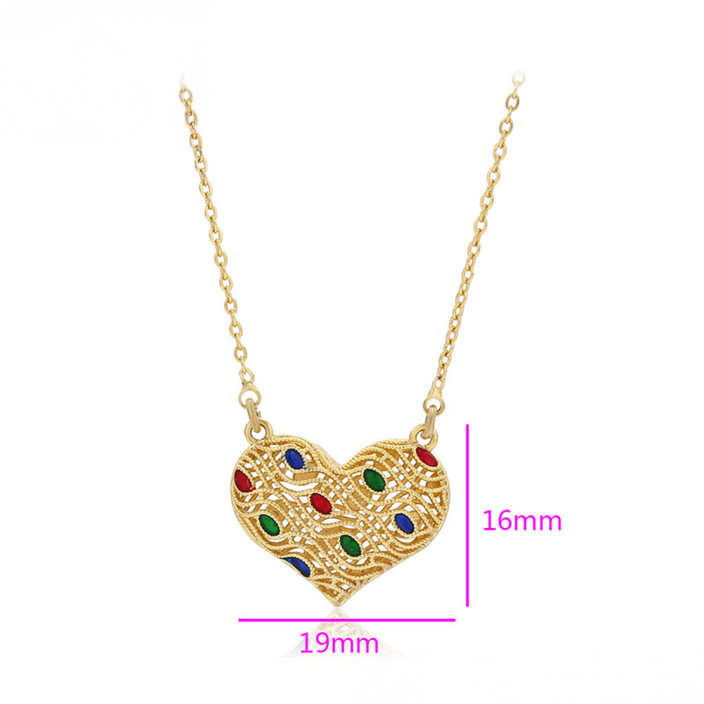 Colier din Aliaj Placat cu Aur cu Cristal Roșu Emporia® și Cristal Verde Emporia® 2 