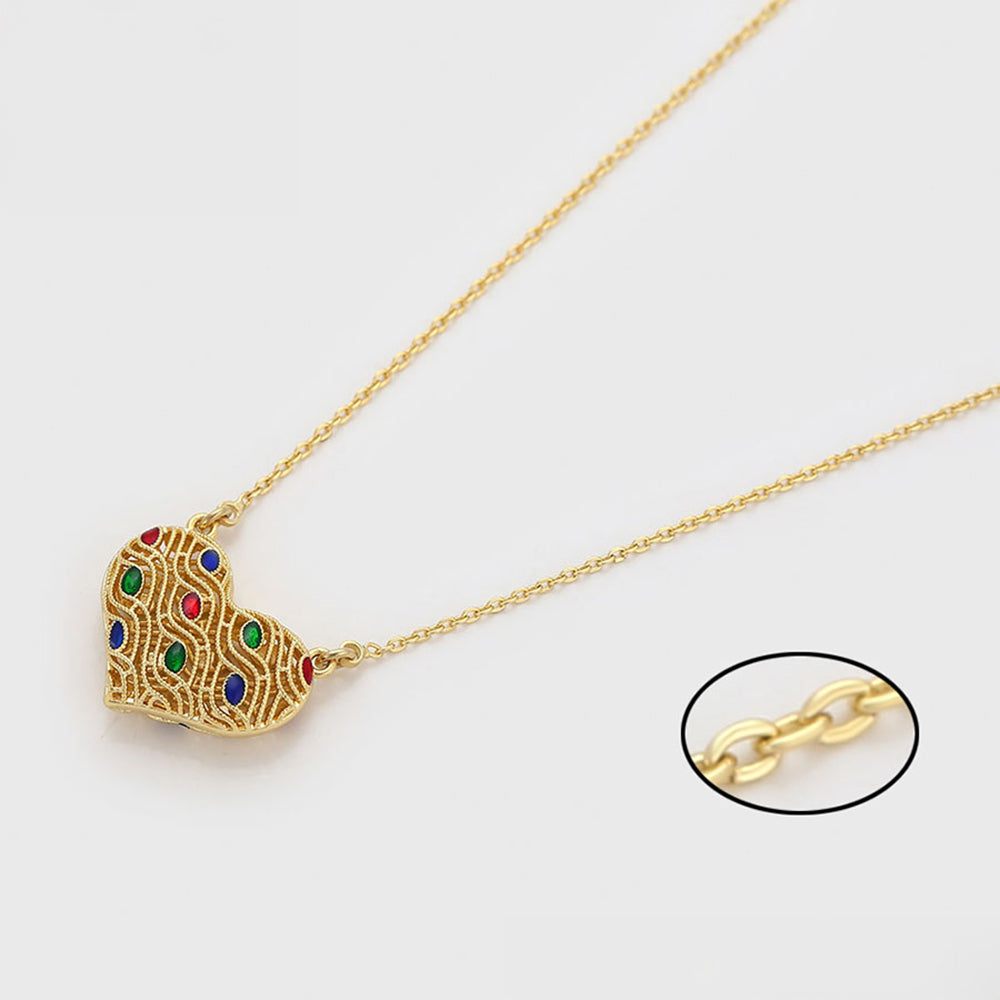 Colier din Aliaj Placat cu Aur cu Cristal Roșu Emporia® și Cristal Verde Emporia® 5 