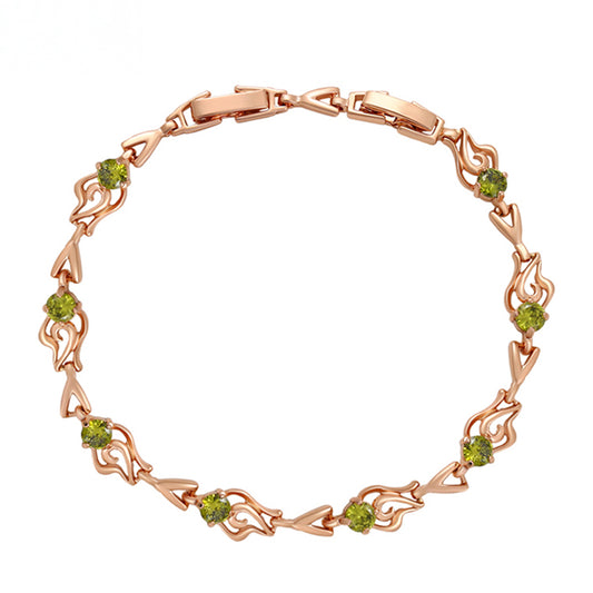 Brățară din Aliaj Placat cu Aur cu Cristal Verde Emporia®