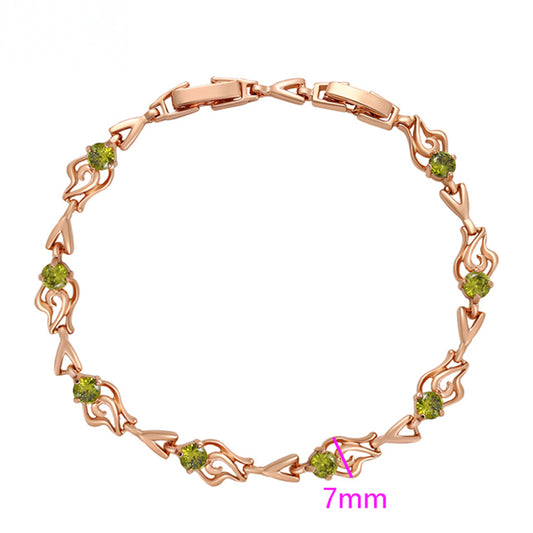 Brățară din Aliaj Placat cu Aur cu Cristal Verde Emporia®