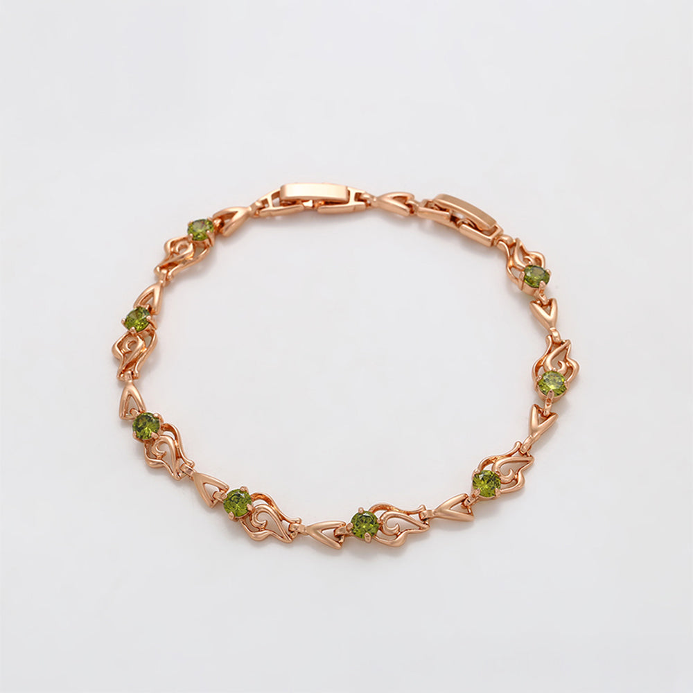 Brățară din Aliaj Placat cu Aur cu Cristal Verde Emporia® 3 
