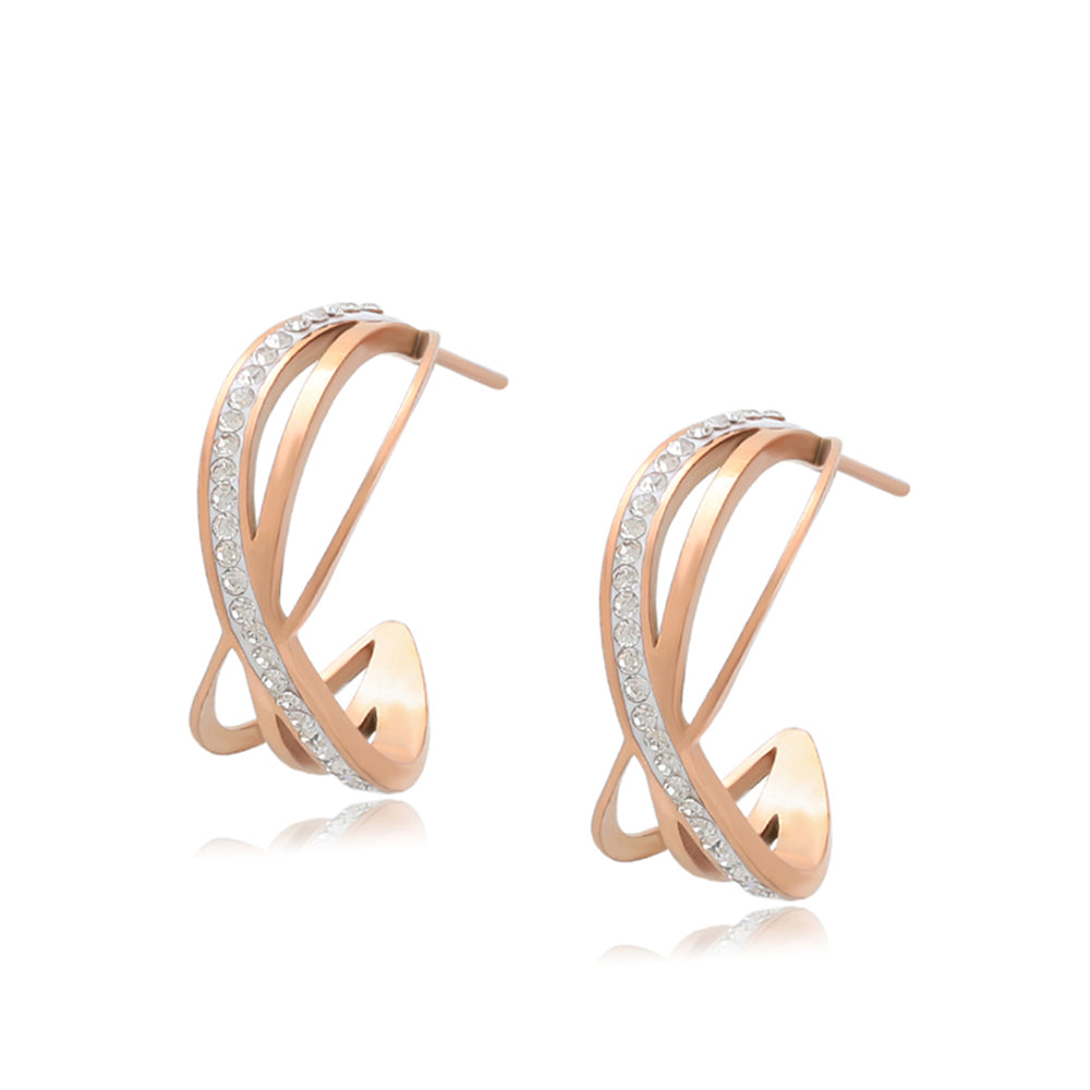 Cercei din Aliaj Placat cu Aur cu Cristal Alb Emporia® 1 