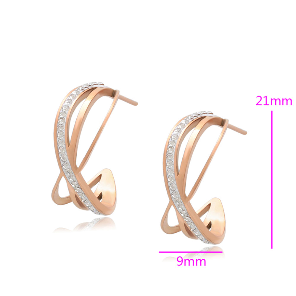 Cercei din Aliaj Placat cu Aur cu Cristal Alb Emporia® 2 