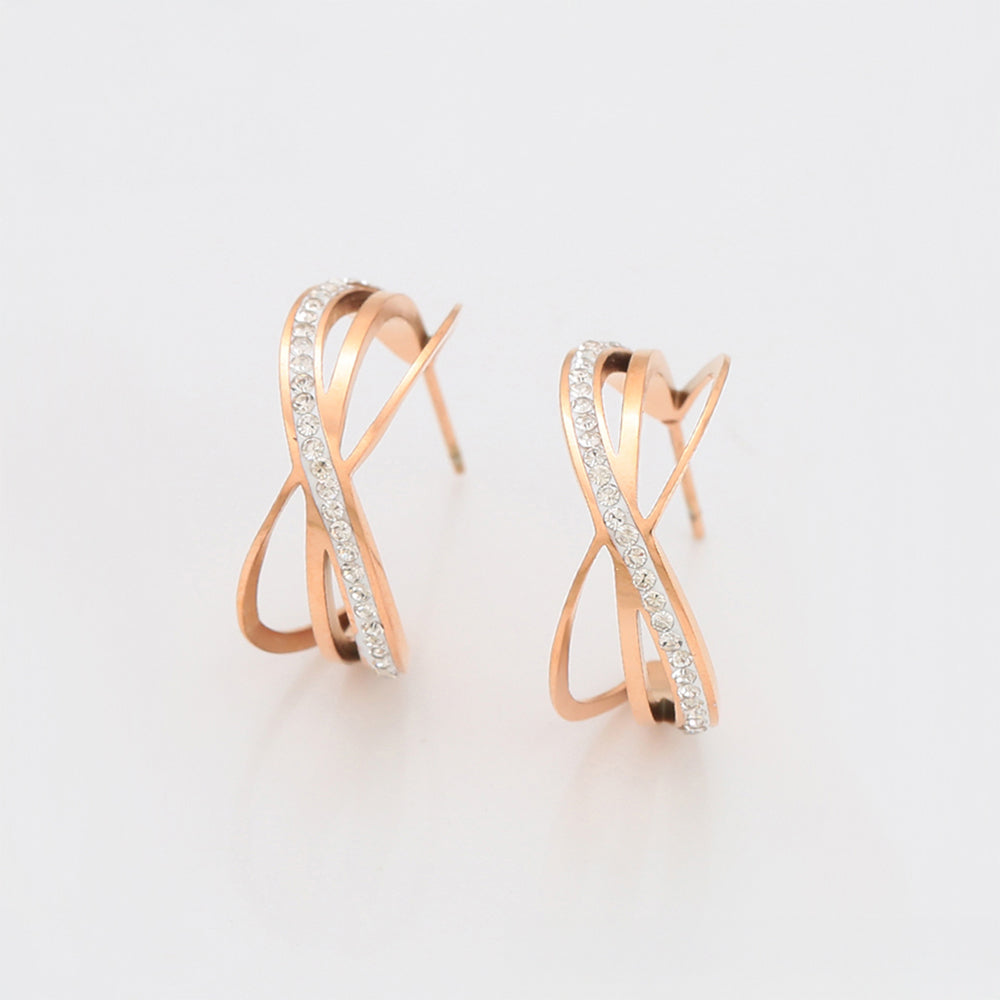 Cercei din Aliaj Placat cu Aur cu Cristal Alb Emporia® 3 