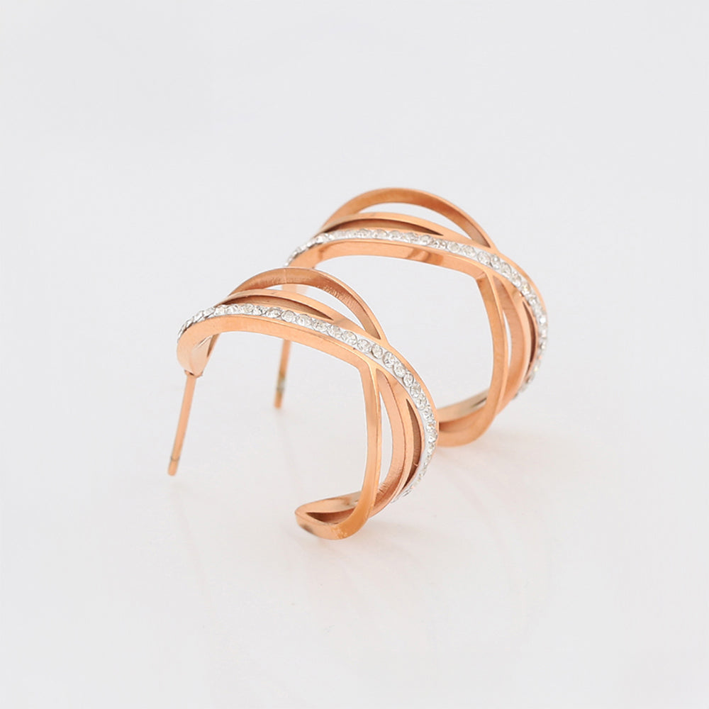 Cercei din Aliaj Placat cu Aur cu Cristal Alb Emporia® 4 