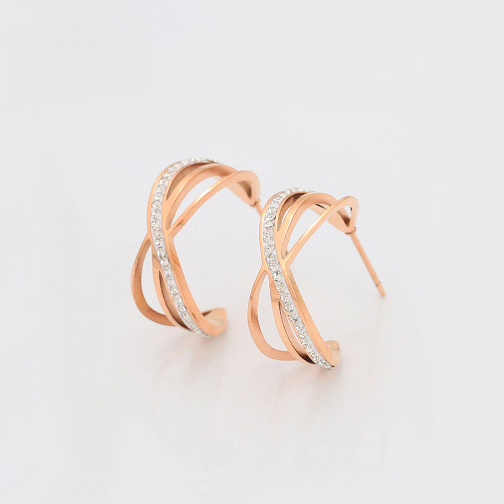 Cercei din Aliaj Placat cu Aur cu Cristal Alb Emporia® 5 