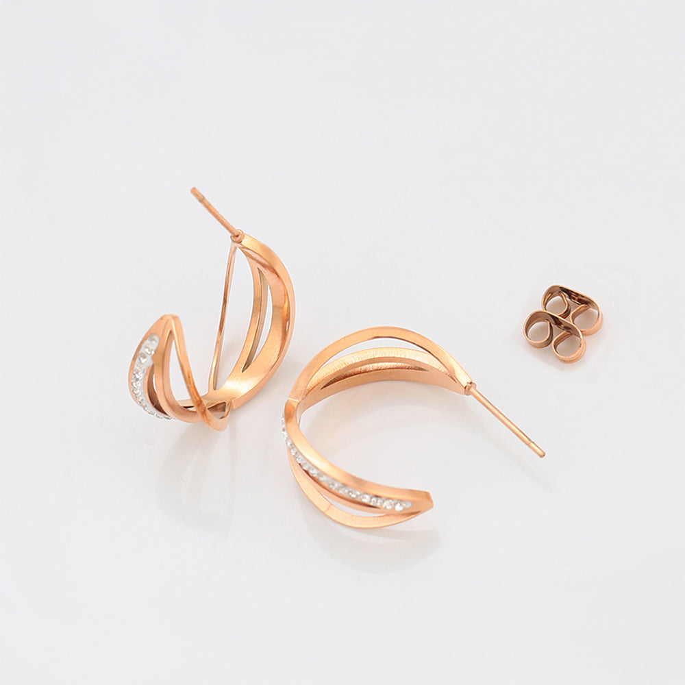 Cercei din Aliaj Placat cu Aur cu Cristal Alb Emporia® 6 