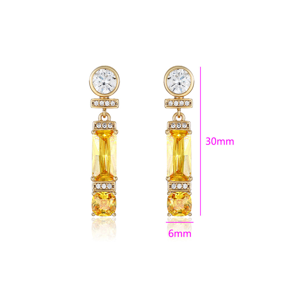 Cercei din Aliaj Placat cu Aur cu Cristal Galben Emporia® și Cristal Alb Emporia® 3 