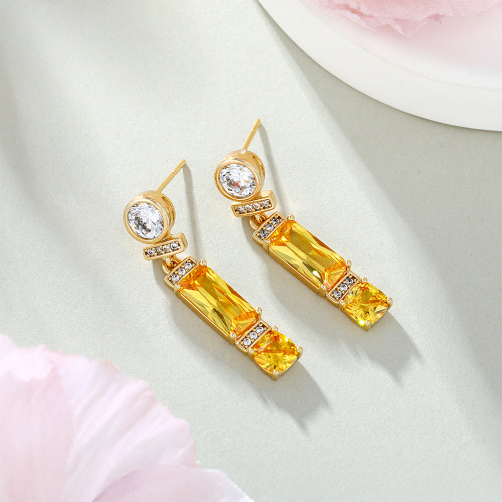 Cercei din Aliaj Placat cu Aur cu Cristal Galben Emporia® și Cristal Alb Emporia® 4 