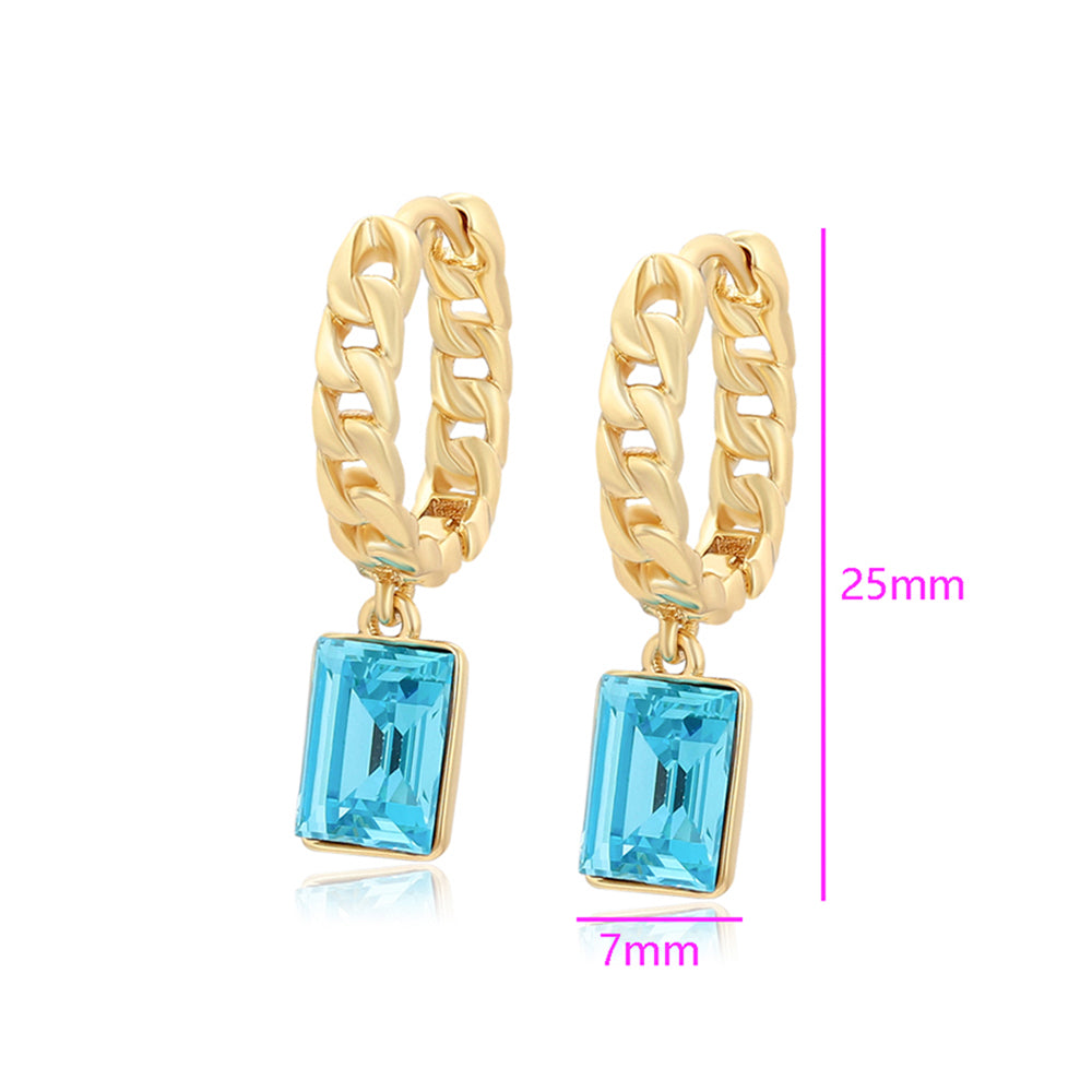 Cercei din Aliaj Placat cu Aur cu Cristal Albastru Emporia® 2 